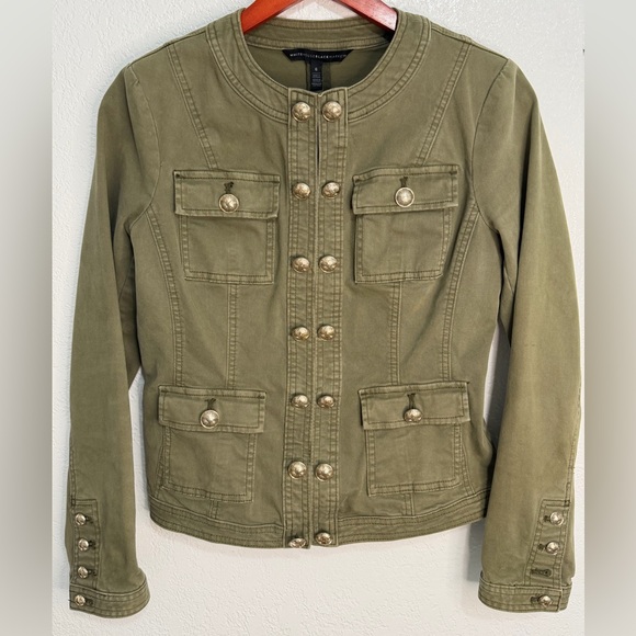 White House Black Market Jackets & Blazers - White House Black Market Olive Military Jacket Gold Buttons Utility Size 6